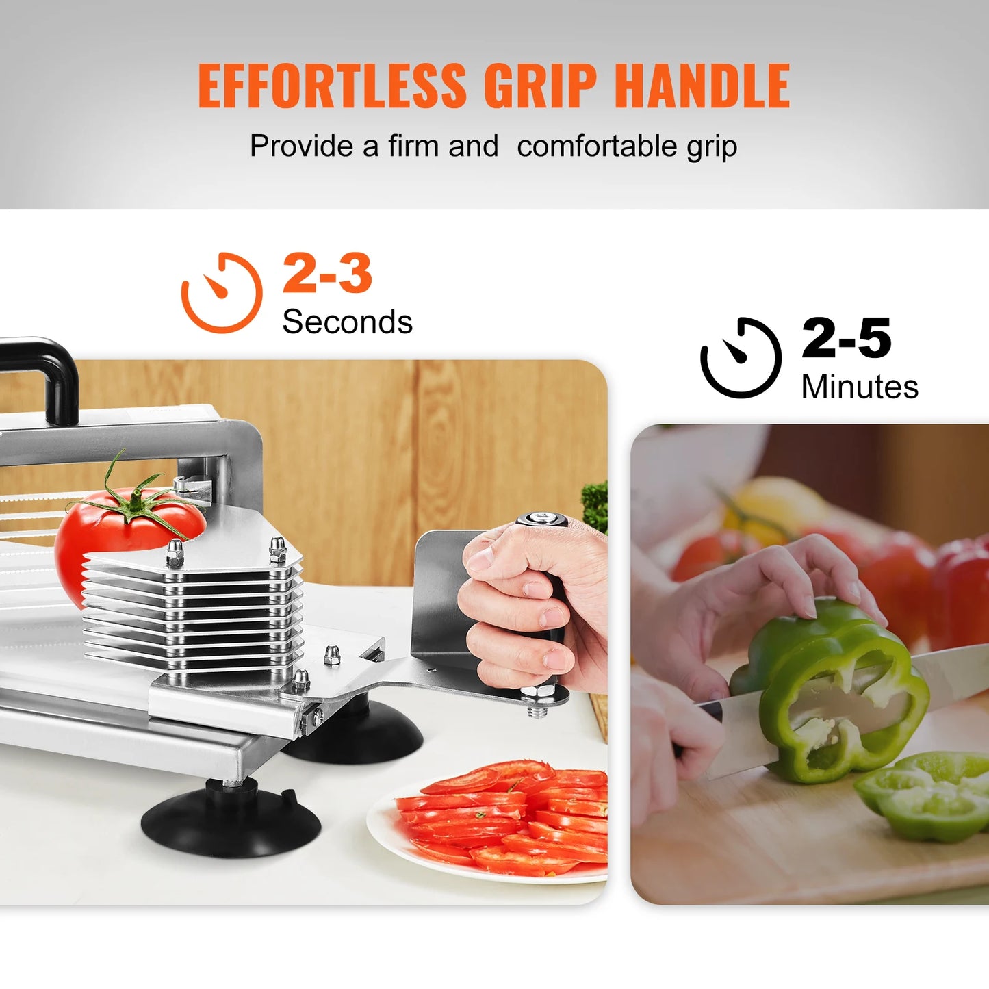 SucceBuy Tomato Slicer 3/16 inch Tomato Cutter Slicer Stainless Steel Heavy Duty Tomato Slicer Machine, Manual Tomato Slicer