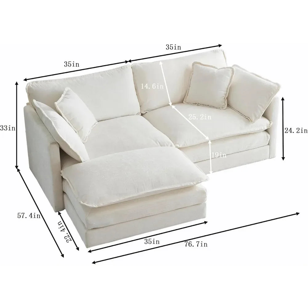 Modern Chenille Cloud Couch Loveseat Modular Sectional