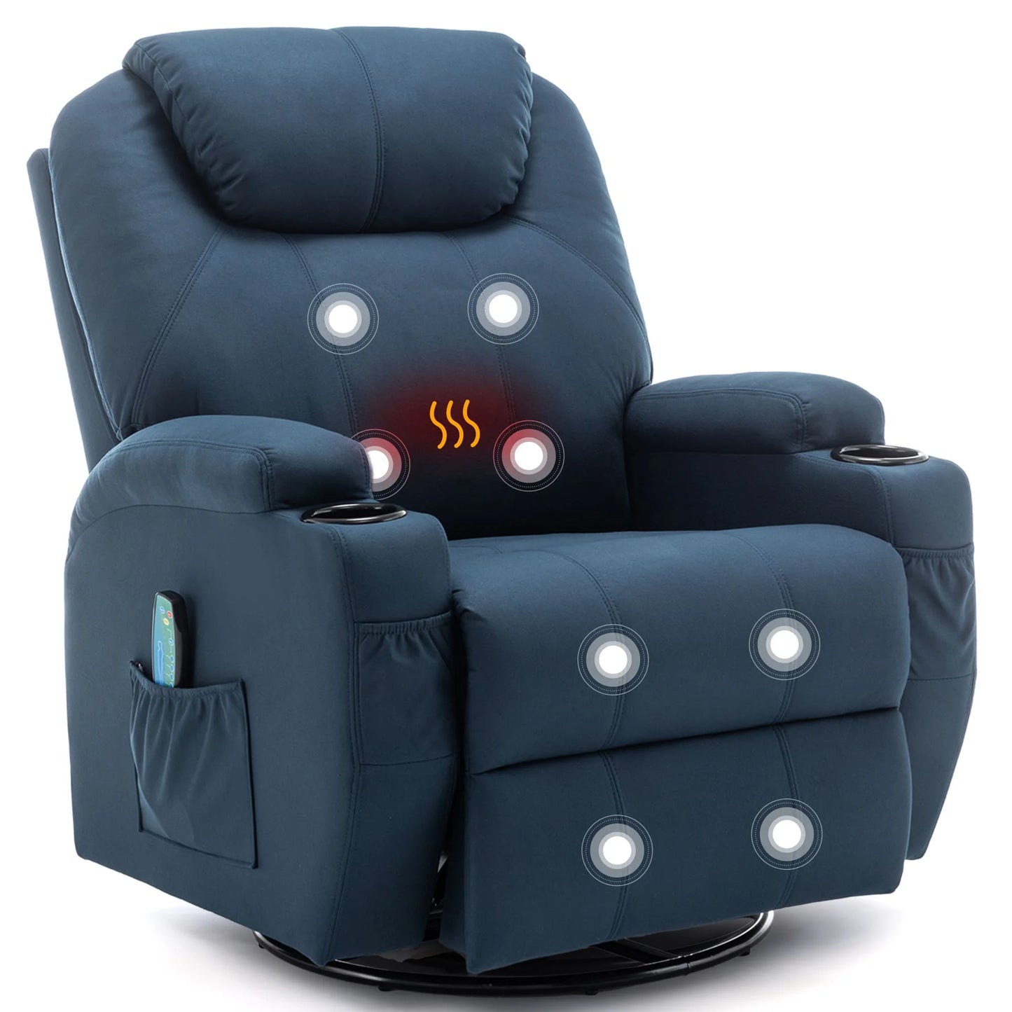 KORSER Recliner Chair With Massage And Heat 360 Degree Swivel Rocker With Remote Control Cup Holder For Living Room
