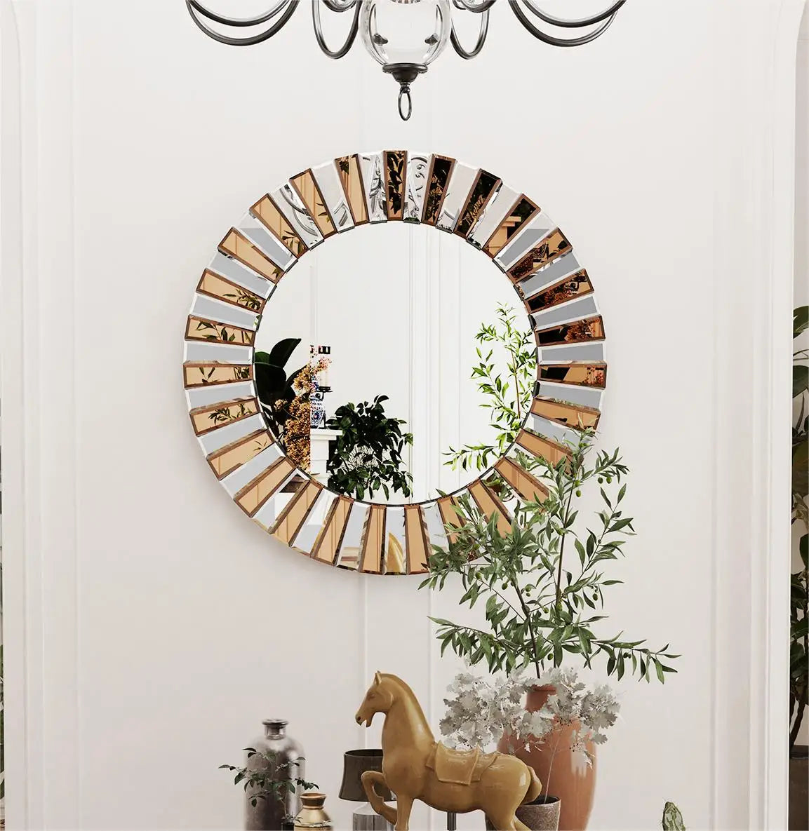 Enthusiasm Decorative Wall Mirror Starburst Round Venetian