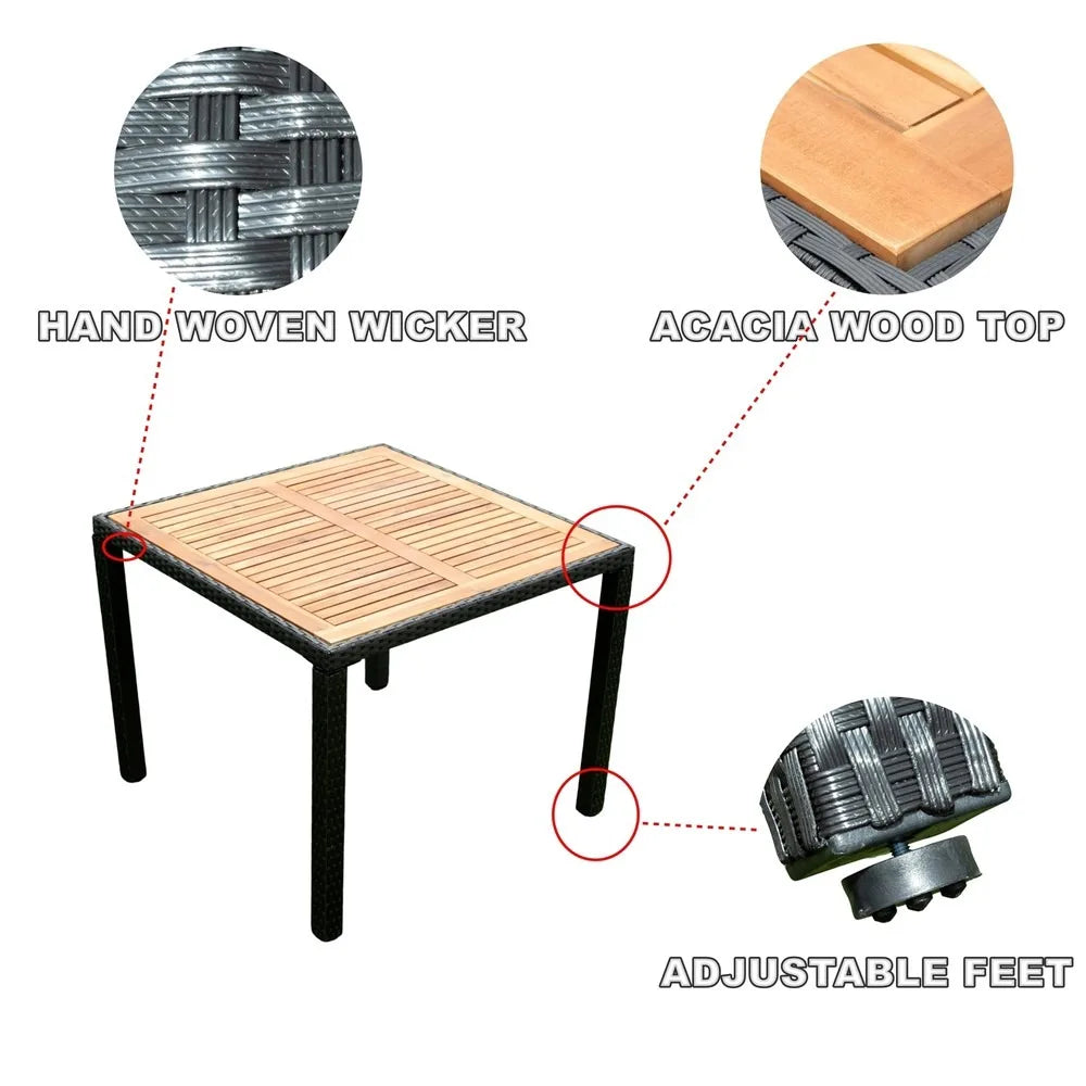 5 Pieces Patio Dining Set, Wicker Dining Table & Chairs Set for 4 with Cushions