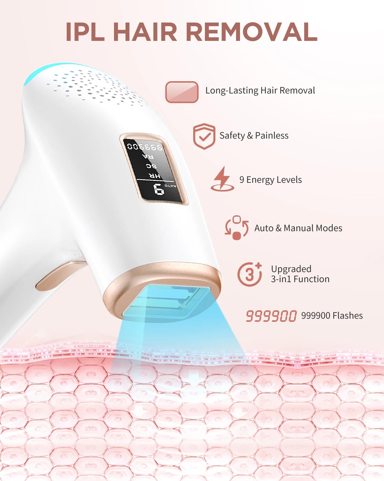 Totmizby 3-In-1 Laser Epilator IPL Hair Removal for Women Bikini Arms Legs Painless At-Home System