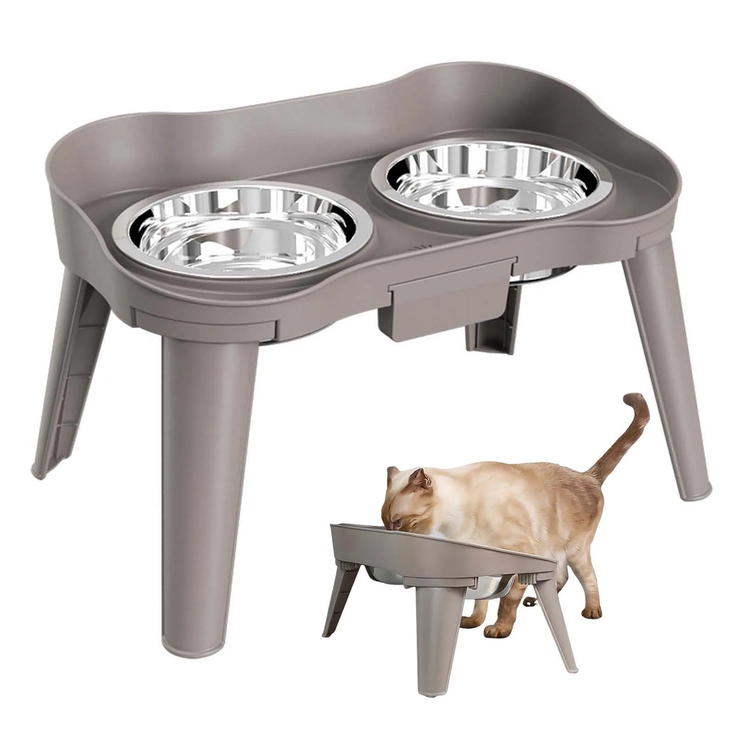 Stainless Steel Elevated Dog Feeder Bowl Non Slip No Spill