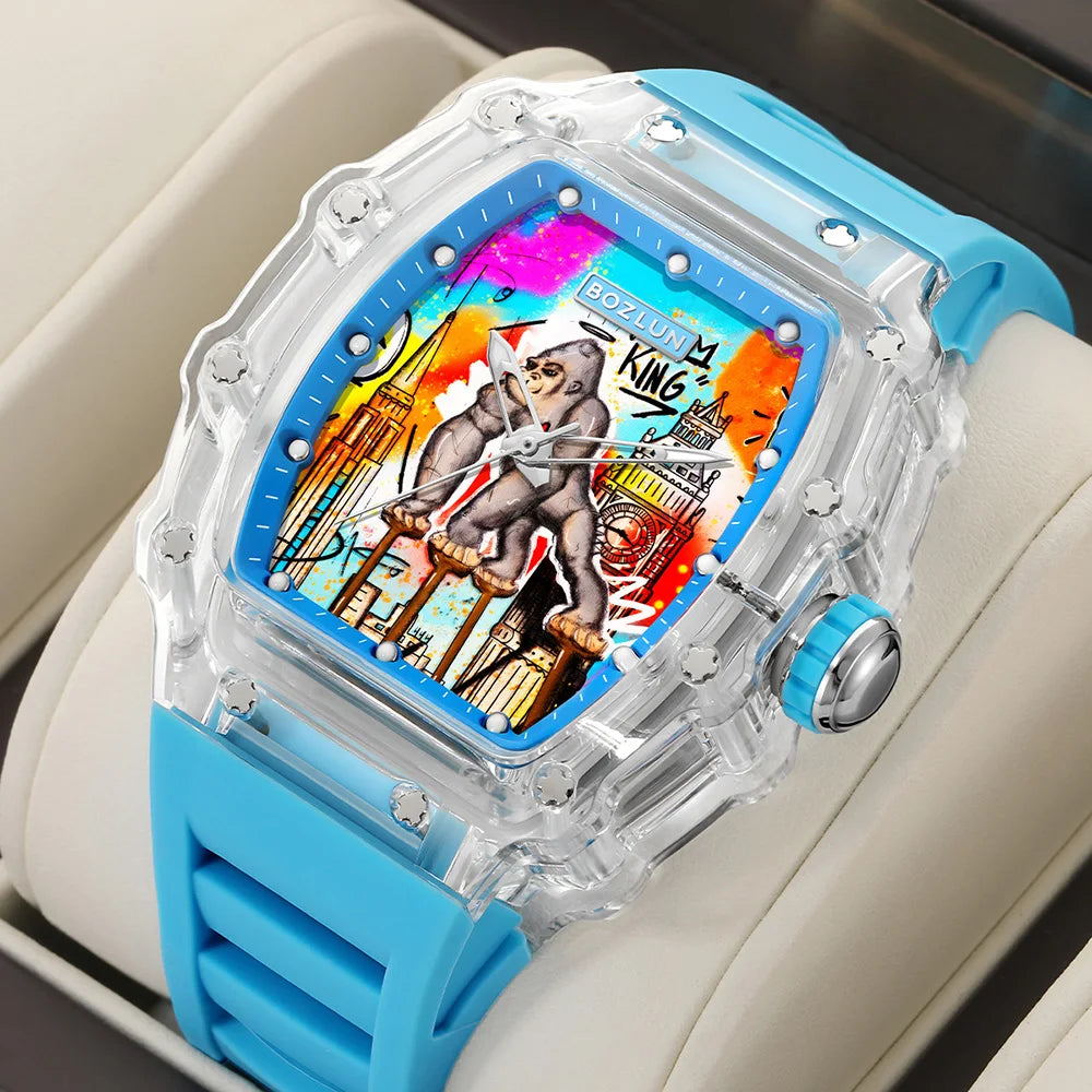 Bozlun Automatic Watch Octopus Comic Design Casual Sports Wristwatch