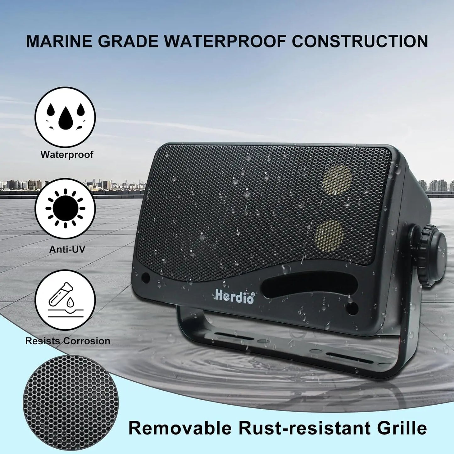 Herdio Passive Outdoor Speakers 3 Way 200W Waterproof Wall Mount