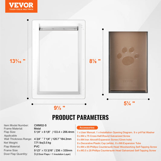 SucceBuy Pet Door Metal Frame With Lock And 3-Flap System