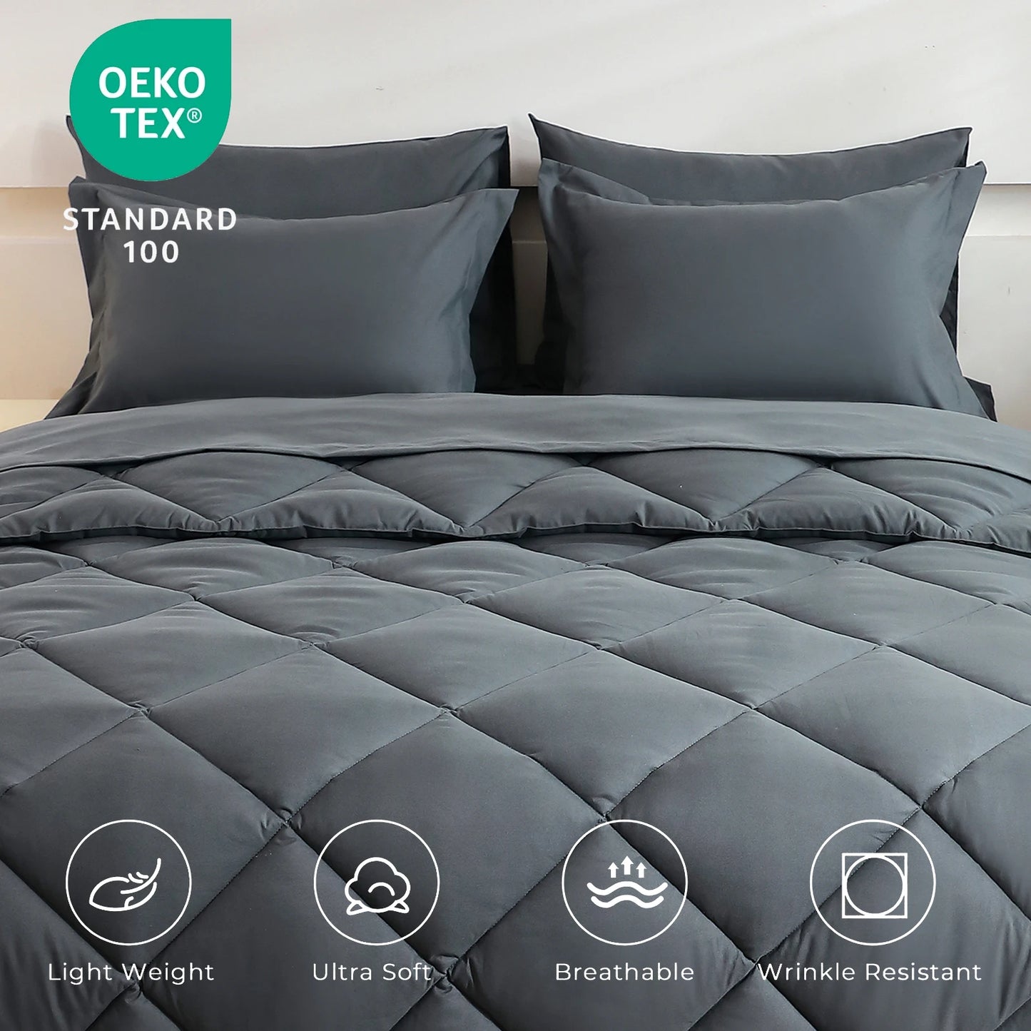 easYumCN Bedding Sets Comforter Flat Sheet Fitted Pillowcases