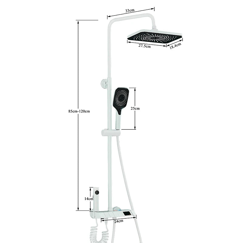 SAFLIHCAR Digital Display 4 Function Wall Mount Shower System Faucet Hot Cold Water