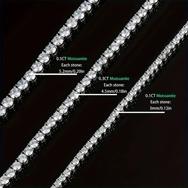 Moissanite Tennis Necklace 925 Sterling Plated Jewelry