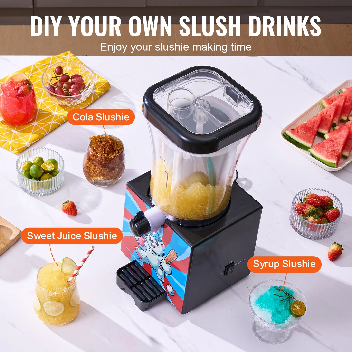 SucceBuy Slushy Machine for Home Smoothie Frozen Drink Maker with Food-grade Materials Slushie for Home DIY Kids' Parties