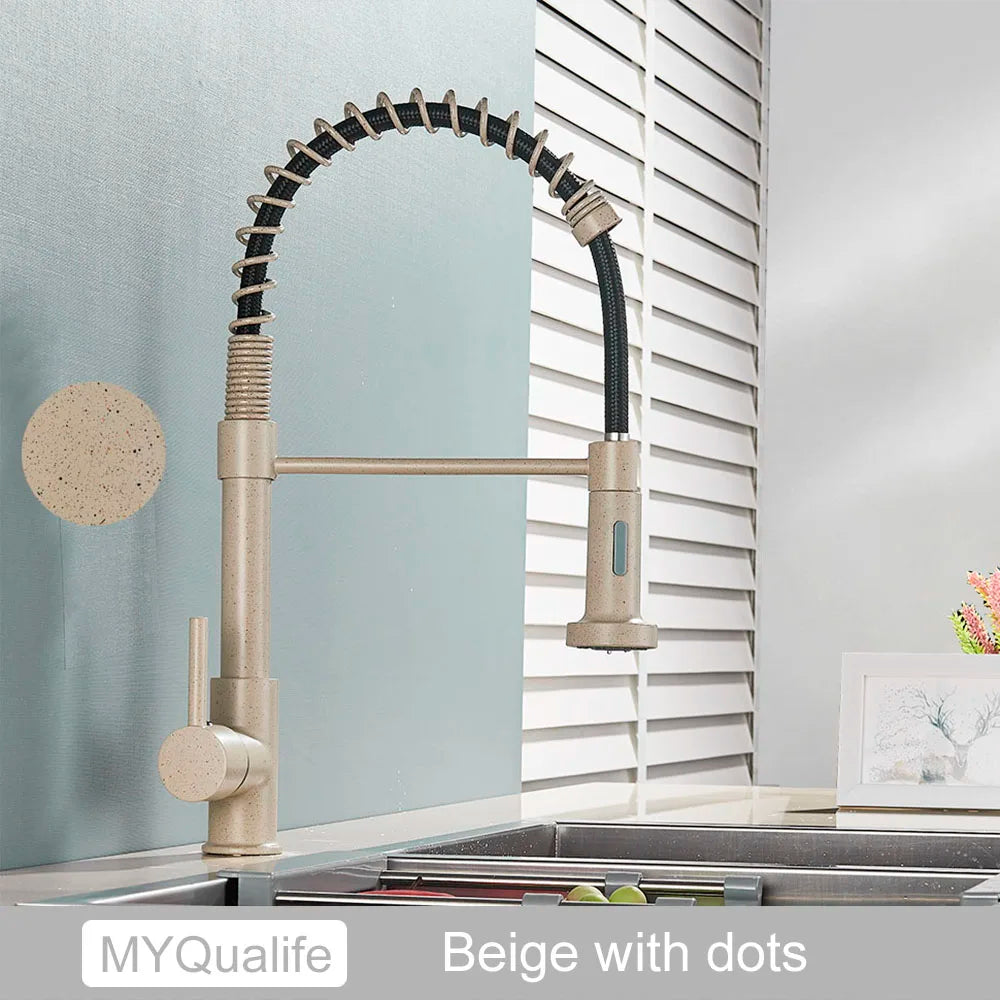 MYQualife PremiumSolidBrass Kitchen Sink Faucet Single Handle Deck Mounted PullDown