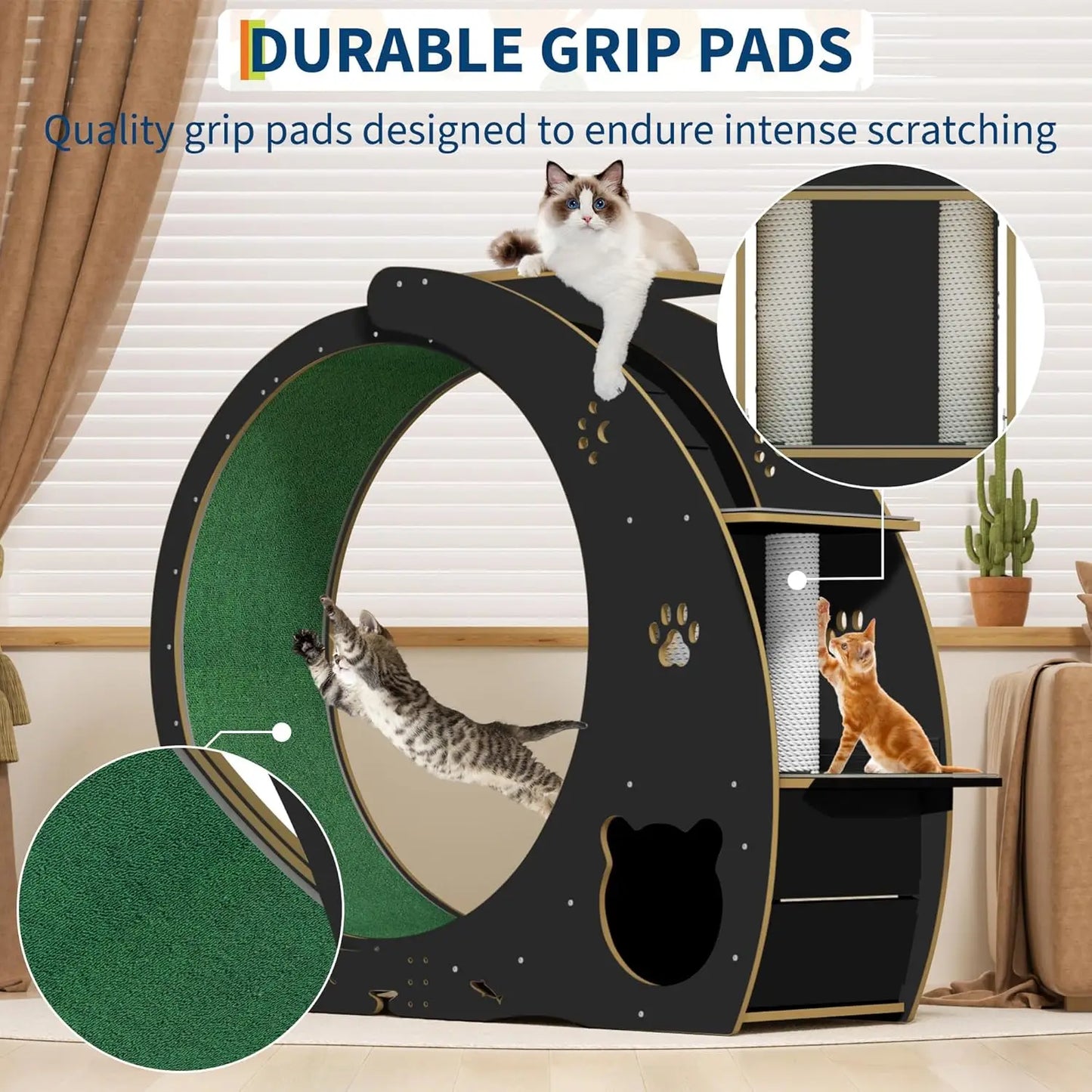 4-in-1 Cat Wheel for Indoor Cats, 40 Inch Large Cat Exercise Wheel & Treadmill, Multi-Functional Pet Activity, Customized