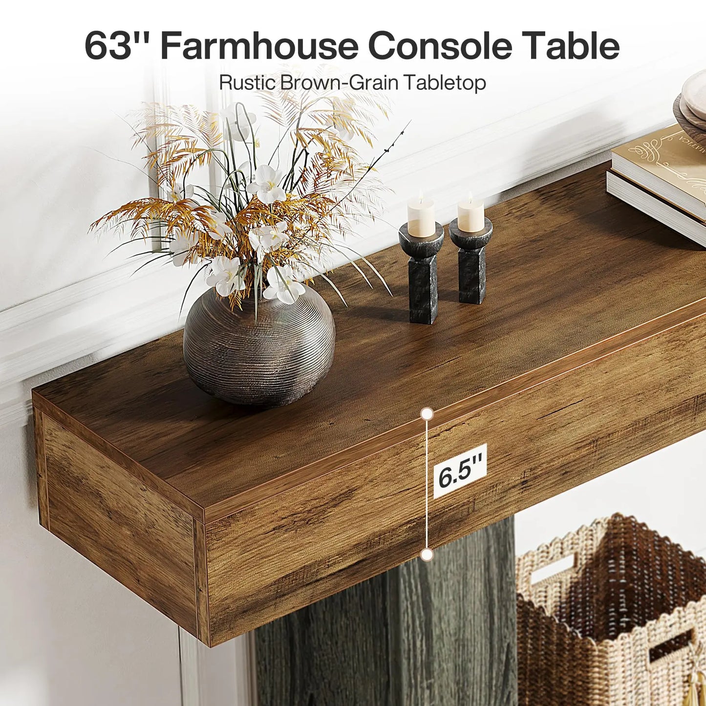 Tribesigns Farmhouse Console Table Two Tier Entryway Table With U Shaped Base Solid Wood