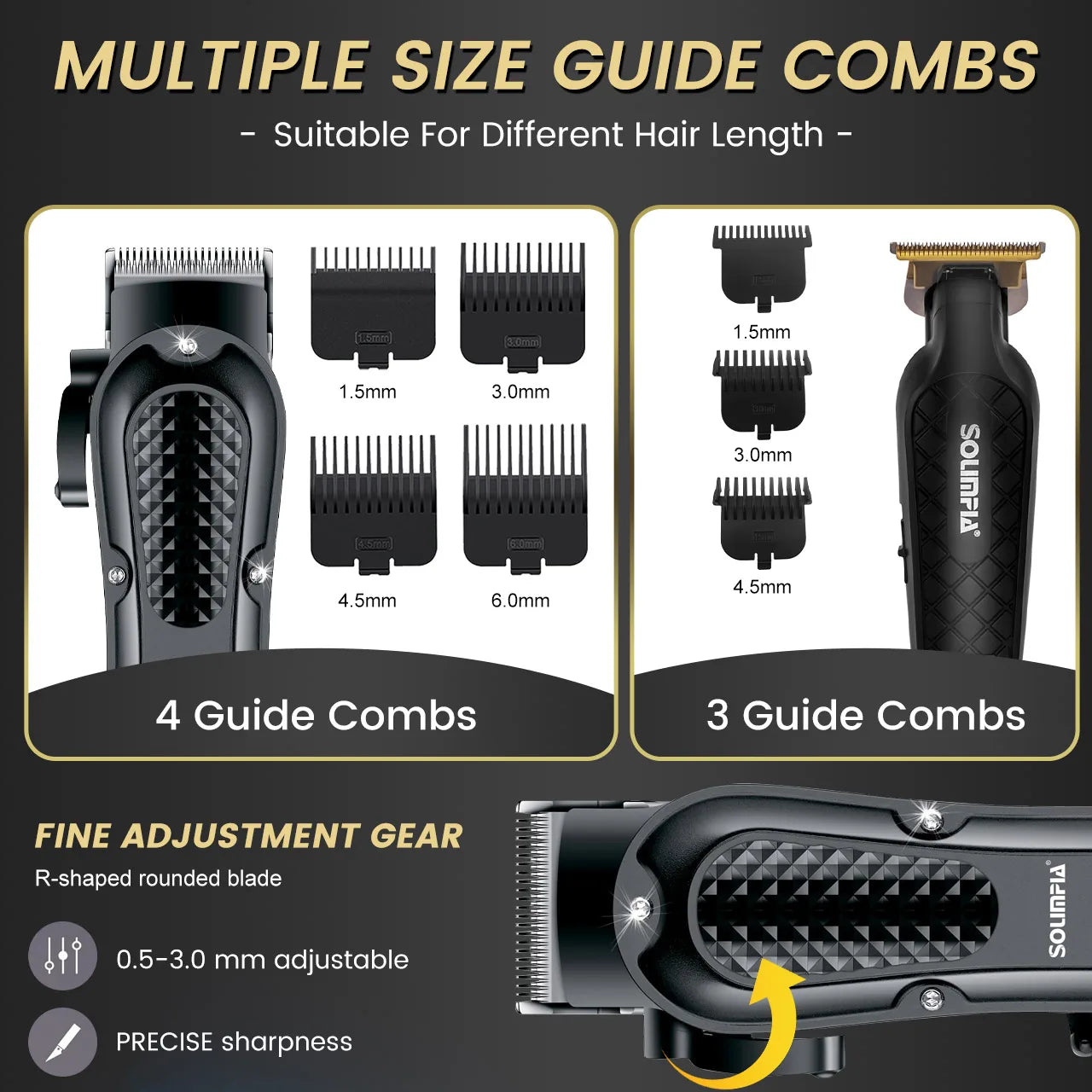 Solimpia Professional Hair Clipper Set Cordless Rechargeable Wet Dry For Men