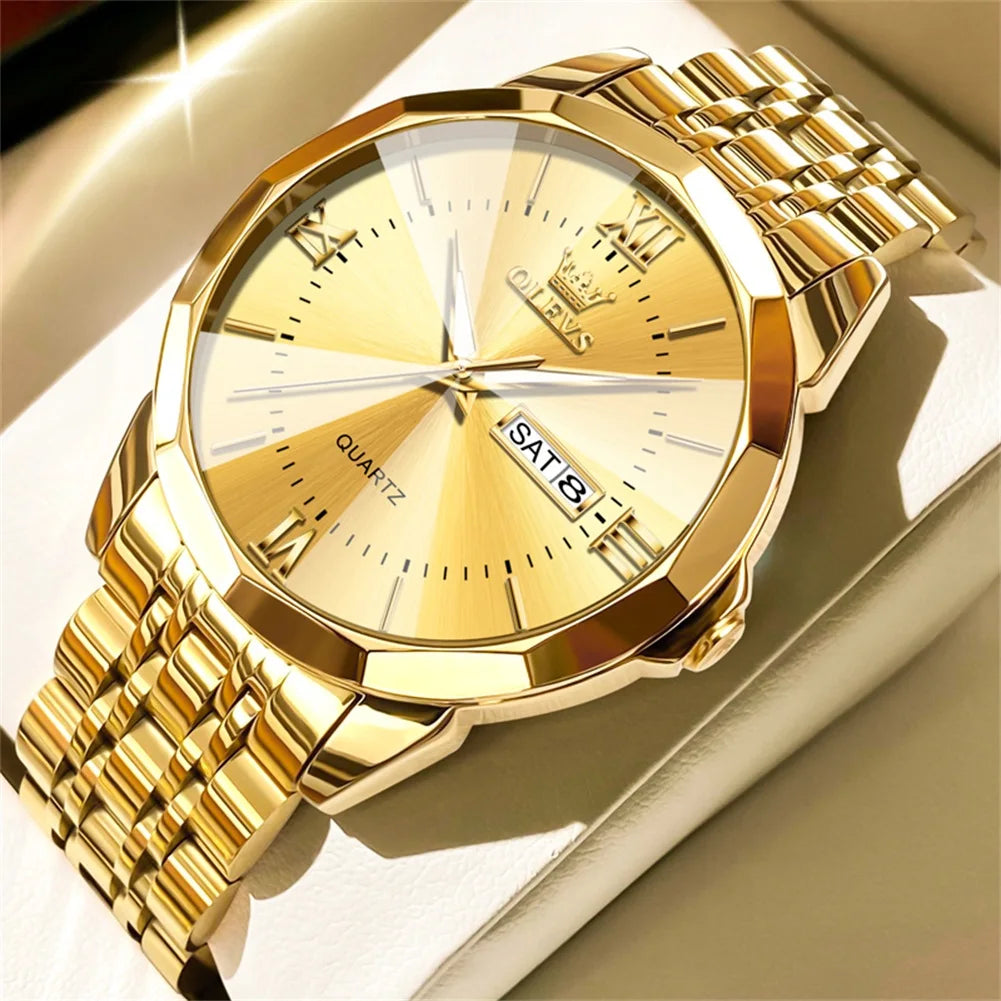 OLEVS Men's Watch Casual Quartz Stainless Steel Luminous Date