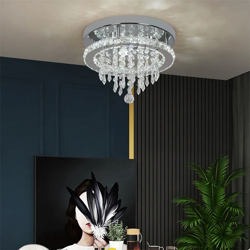 GreeLustr Modern Minimalist Dimmable Crystal LED Chandelier
