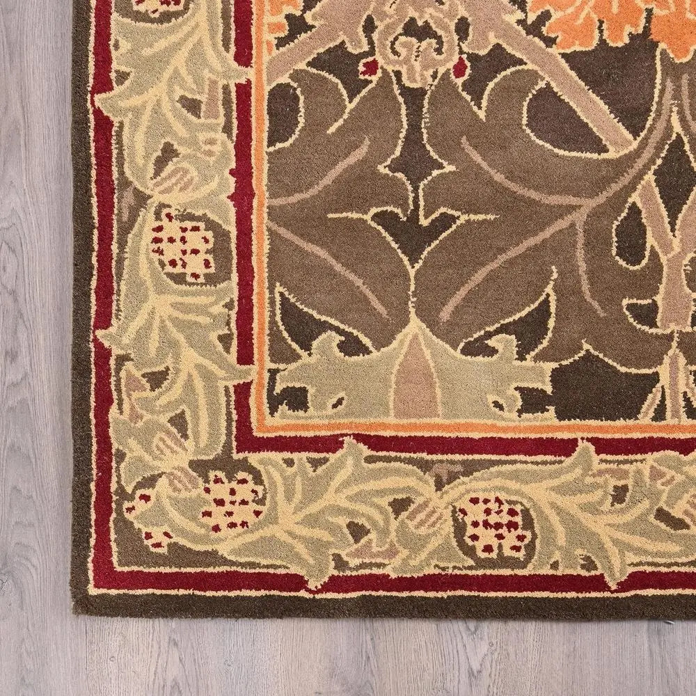 Handmade Wool Area Rug Traditional Oriental Cecil Green Floral Motif