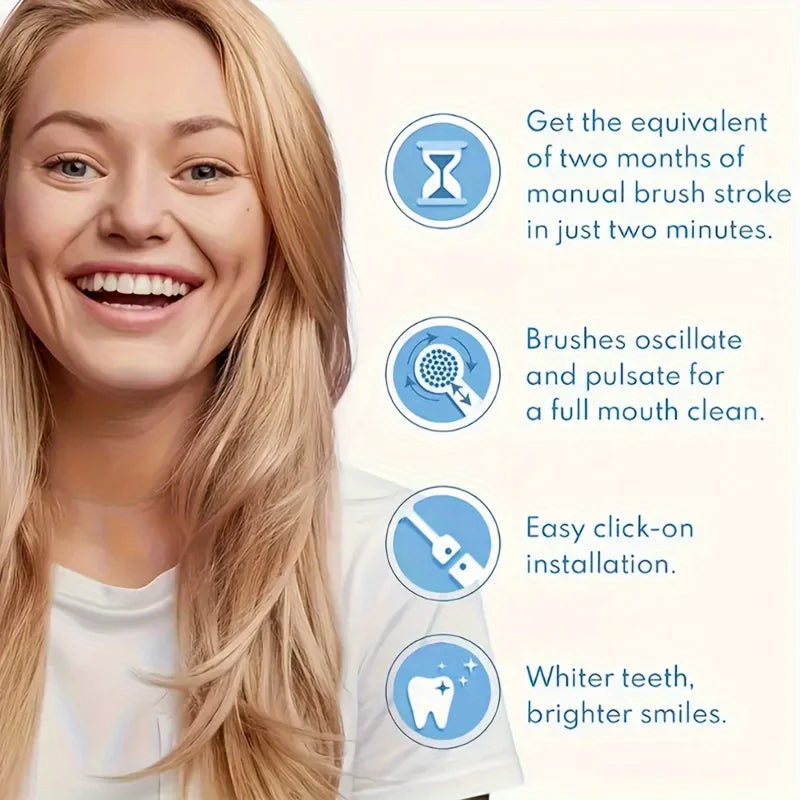 AdvancedElectric Rotary Toothbrush With Timer Usb Rechargeable Waterproof Ten Heads