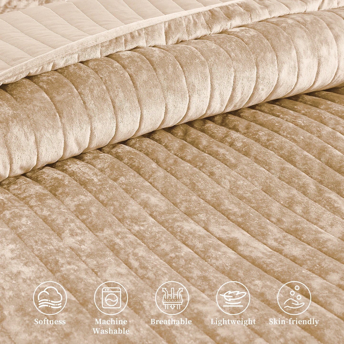 Bed Cover Mattress Topper Velvet Quilted Set For Home Use