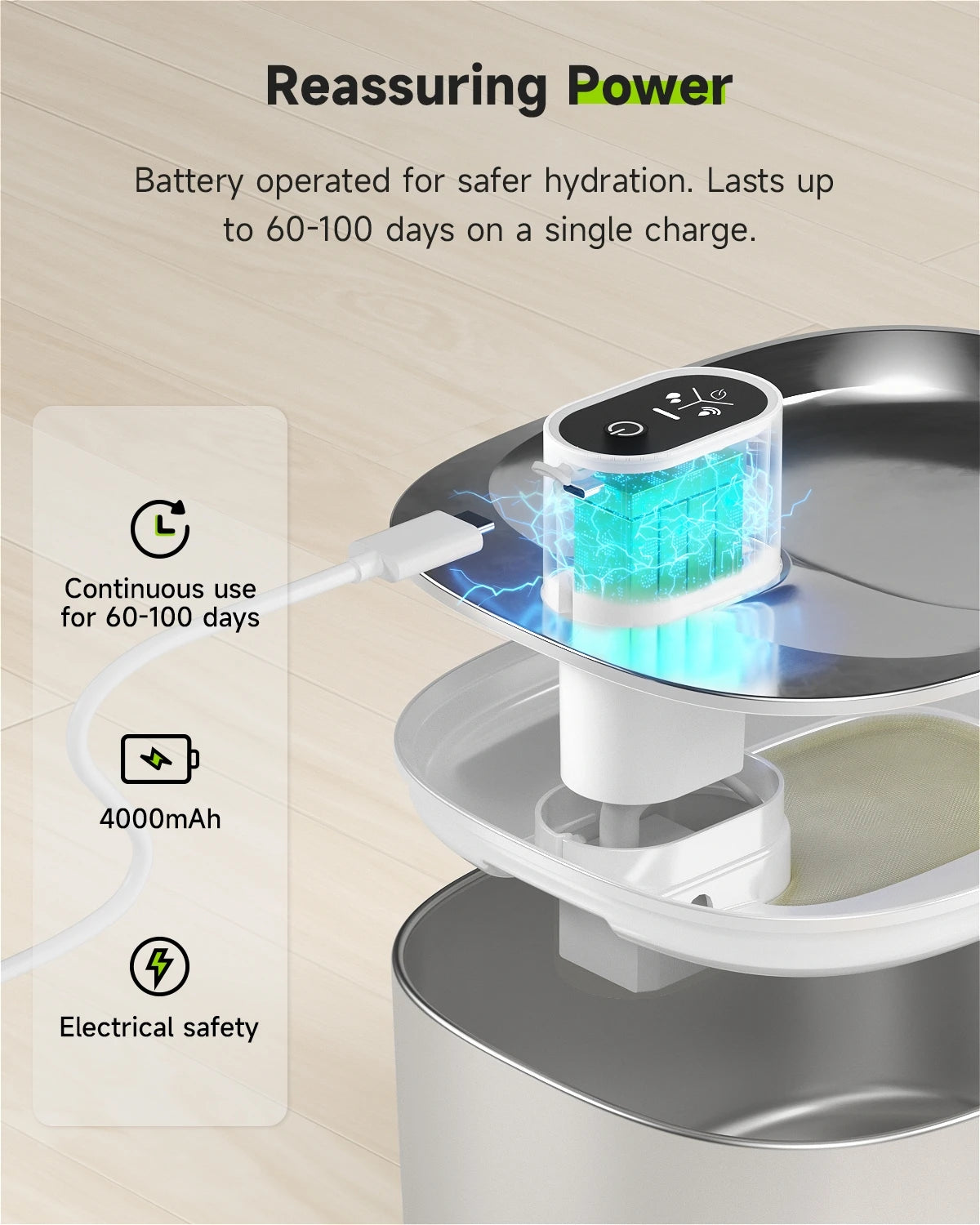 APETDOLA 4L Wireless Cat Water Fountain Auto Sensor Drinker