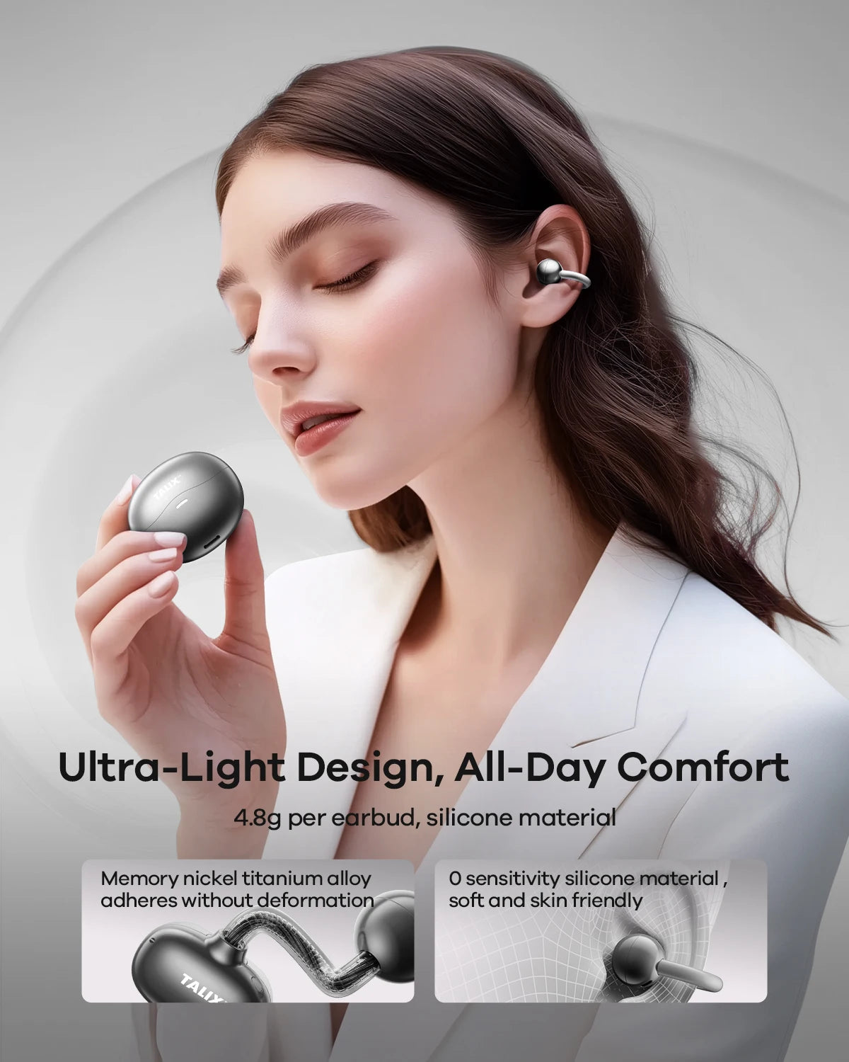 TALIX X6 Wireless Open Ear Earbuds With Smart Touch Control