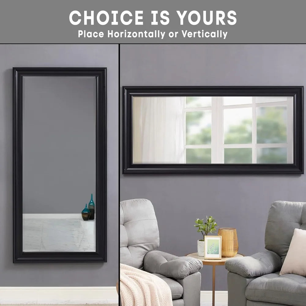 Floor Mirror With Faux Wood Frame