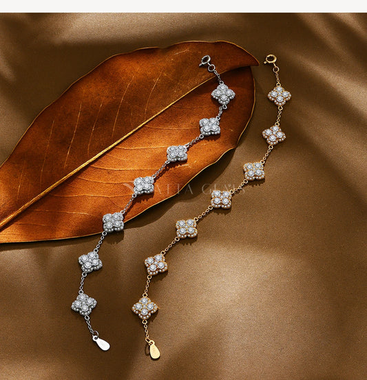 ATTAGEMS Full D VVS1 Moissanite Bracelets S925 Silver Yellow Gold Plated Bracelet for Women Lucky Jewelry Shipping From the USA