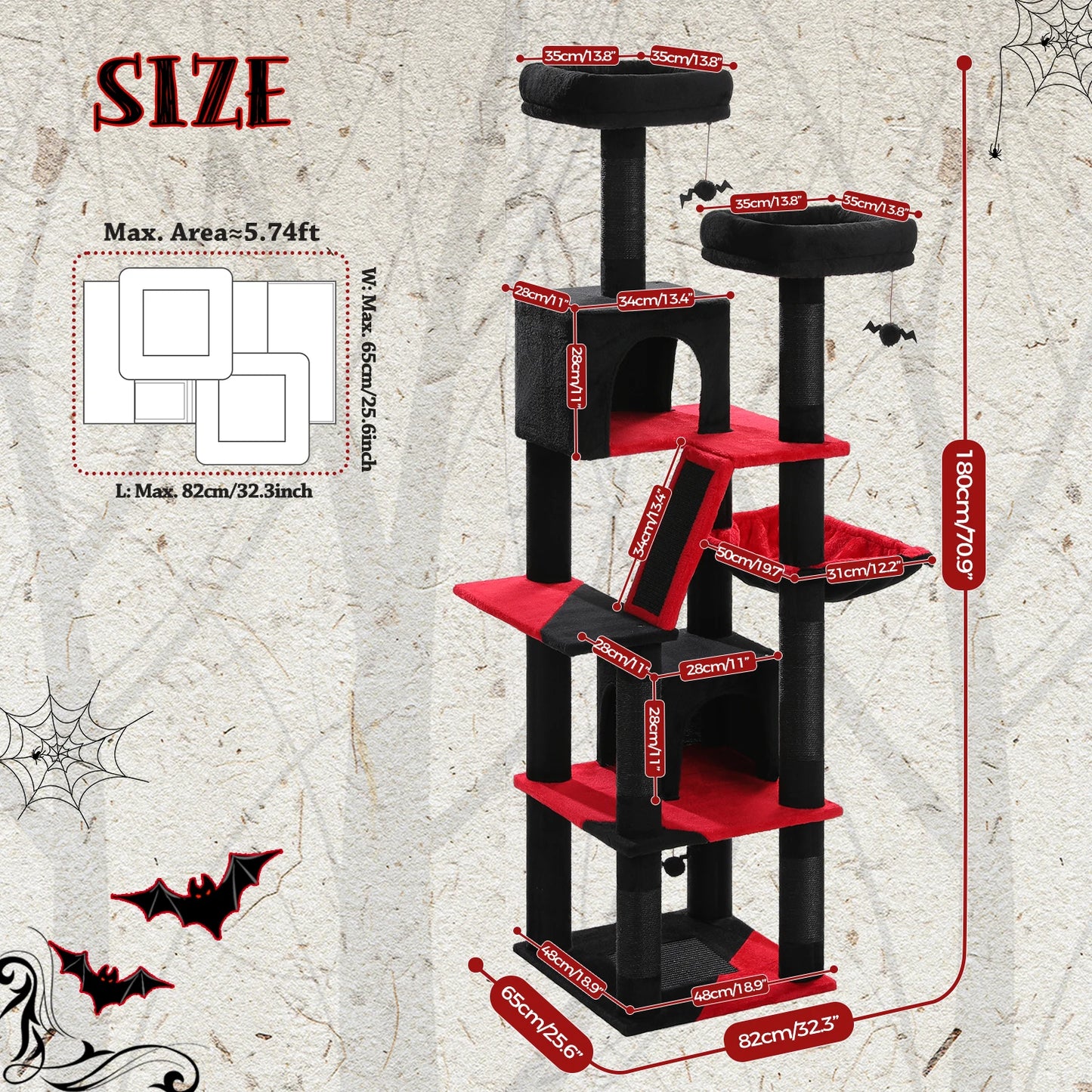 PEQULTICN Multi Level Cat Tree With Scratching Posts And Condo