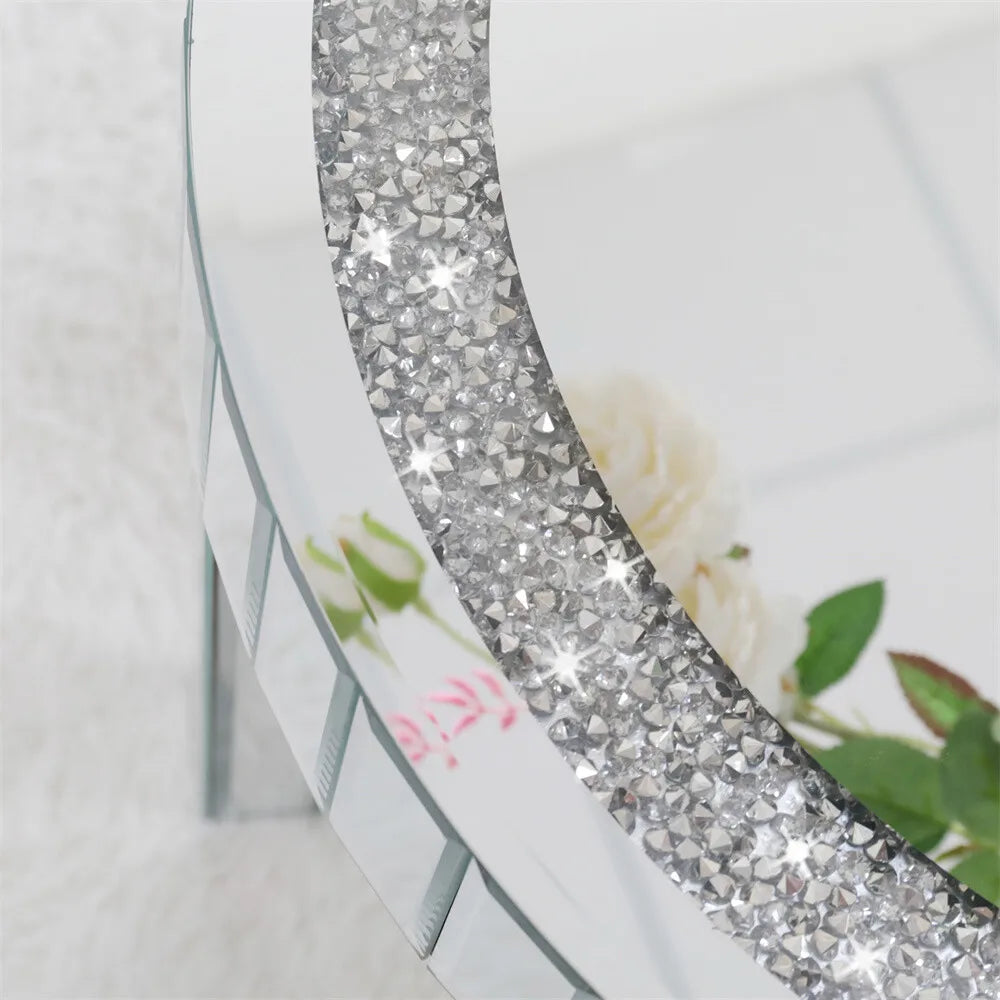 Crushed Crystal Mirrored Round Coffee Table