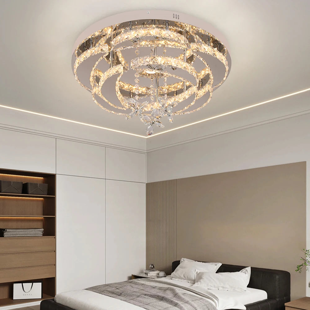 VETRULUS Luxury Crystal Chandelier Modern Ceiling Pendant Lamp Dimmable