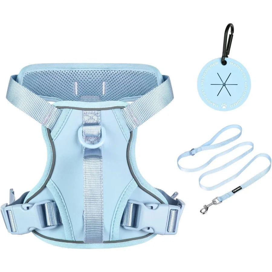 Dog Harness With Two Leash Clips Soft Handle Reflective Strips