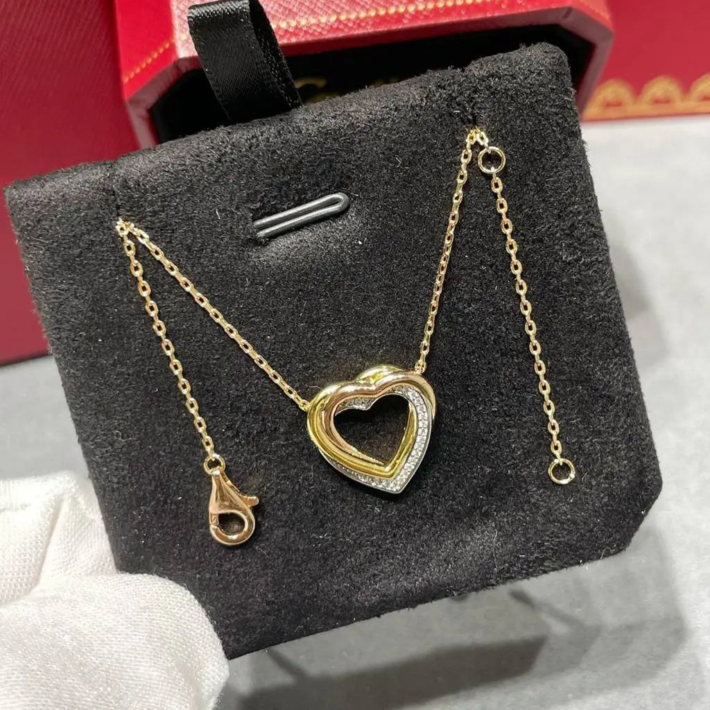 DUTRIEUXCN Diamond Heart Pave Pendant Necklace for Women