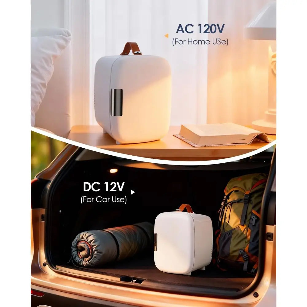 Compact Refrigerator, Portable Mini Fridge, 4L/6 Can Electric Plug In Cooler & Warmer, Skincare Refrigerator or Bedroom Office C