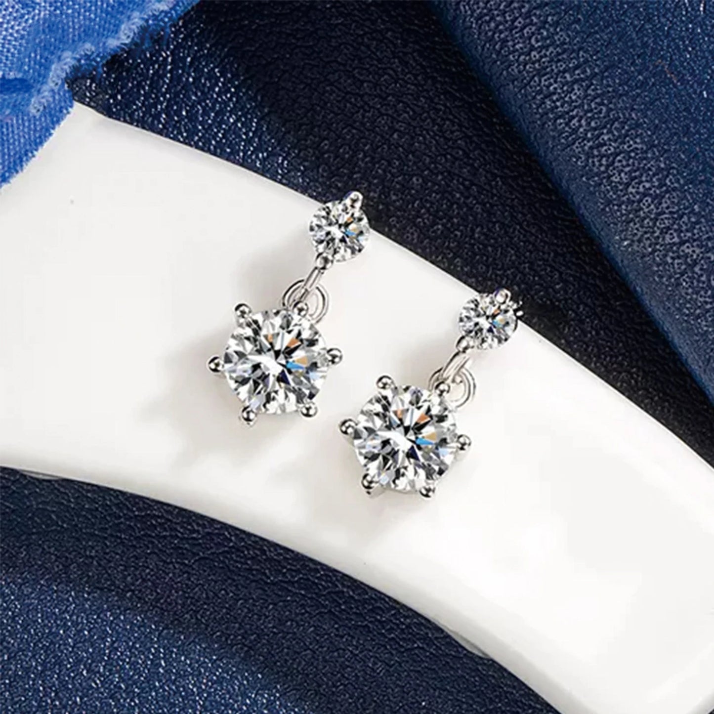 Sterling Silver Moissanite Dangle Earrings For Unisex