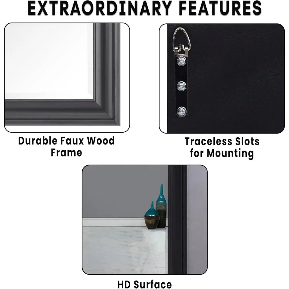 Floor Mirror With Faux Wood Frame