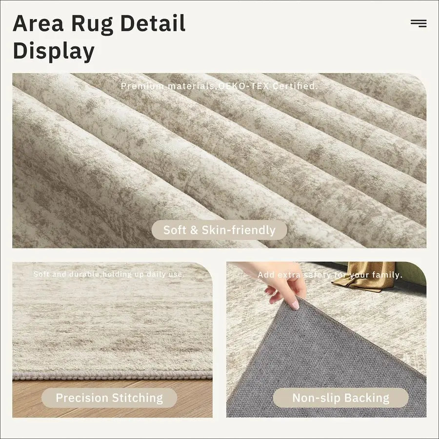 Wool Area Rug With Non Slip Backing Striped Pattern For Living Room Bedroom Dining