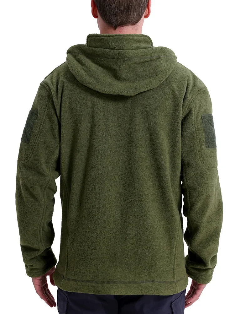 Fleece Warm Tactical Jacket Full Zip Outdoor Hunting Hooded Pockets