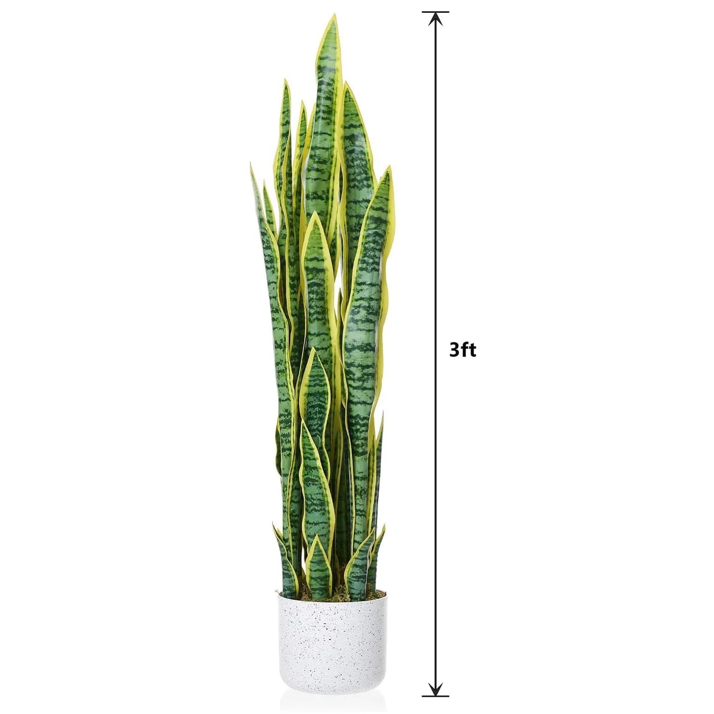 HiMISSCN Artificial Sansevieria Snake Plant In White Planter For Modern Home Office Decor No Maintenance