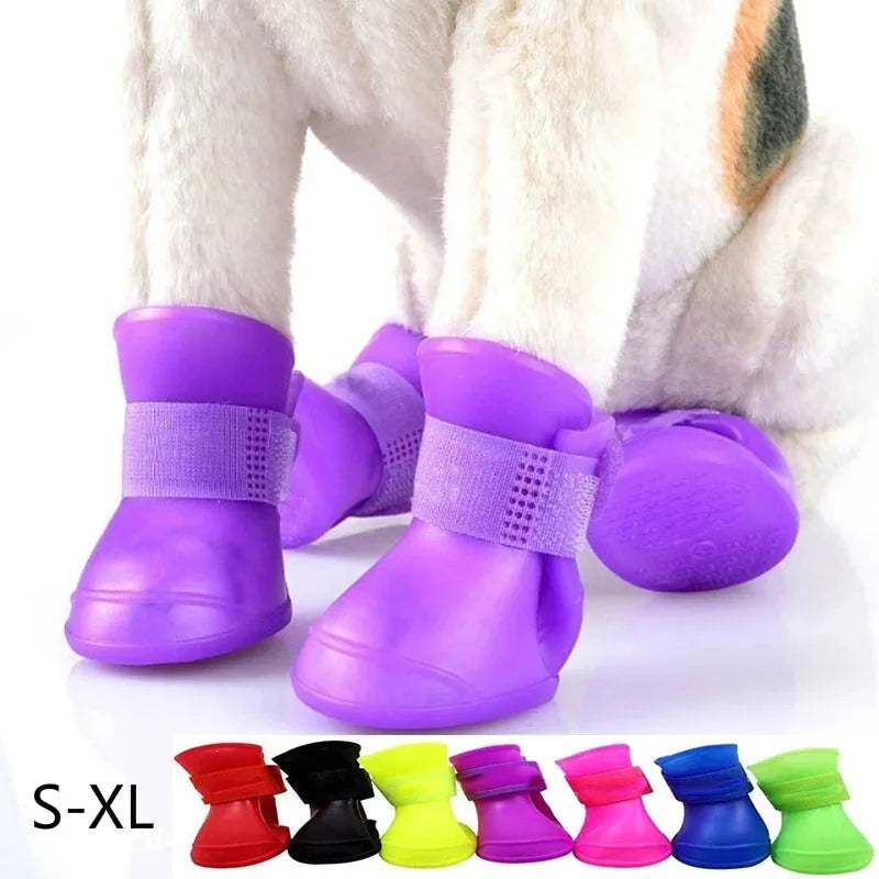 Waterproof Rain Shoes For Dogs And Cats Anti Slip Rubber Boots 4 Pack