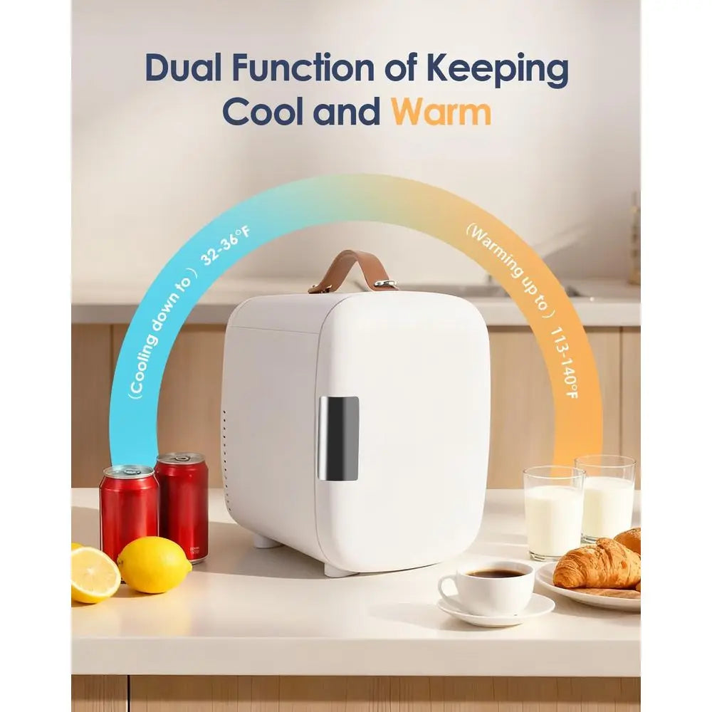 Compact Refrigerator, Portable Mini Fridge, 4L/6 Can Electric Plug In Cooler & Warmer, Skincare Refrigerator or Bedroom Office C