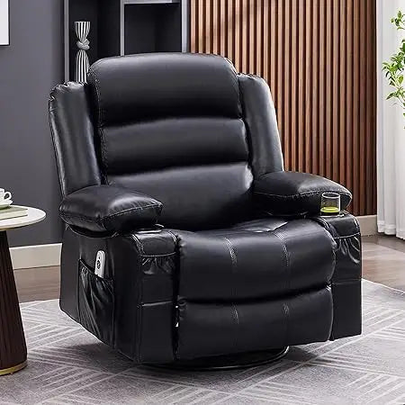 Rocker Recliner Chair With Heat And Massage 360 Swivel