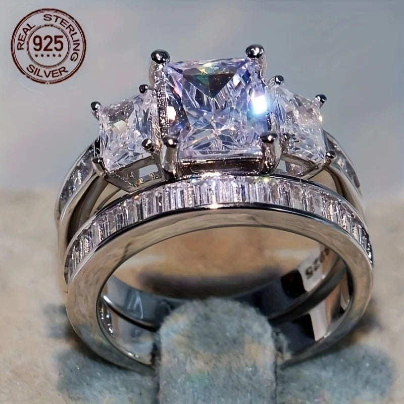 WPOOCC 925 Sterling Silver Ring Sets For Women Elegant Gift