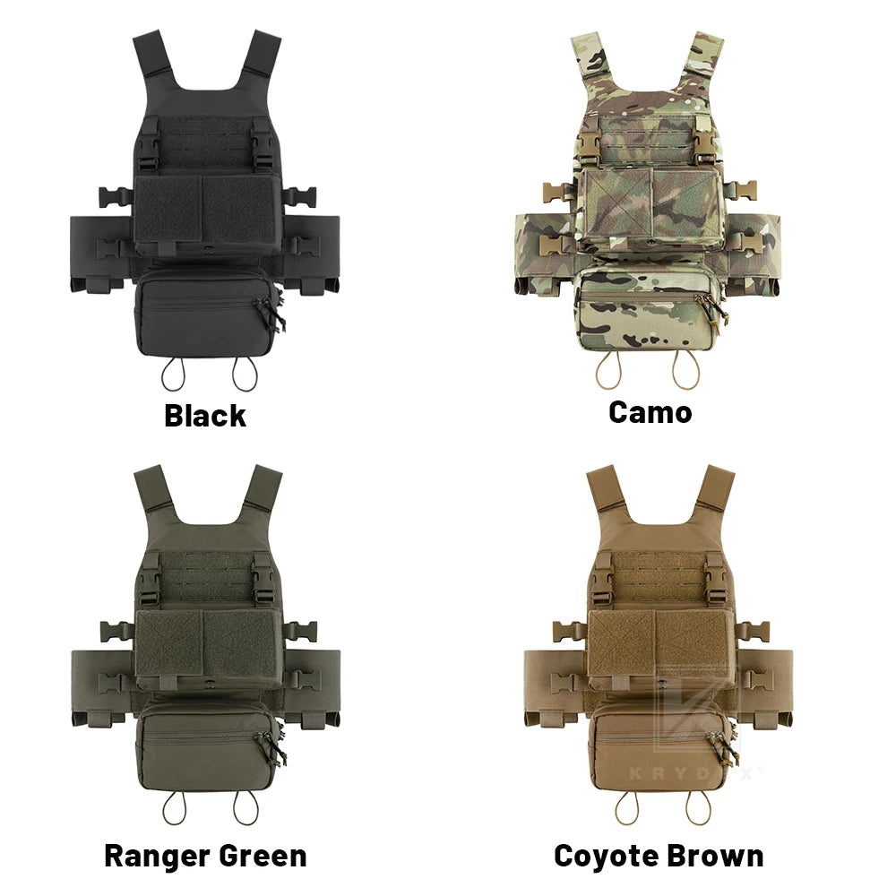 KRYDEX Low Vis Slick Plate Carrier Tactical Vest With Cummerbund