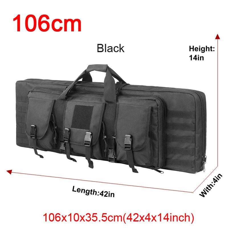 LQARMY Tactical Double Rifle Case With Molle Backpack Gun Bag