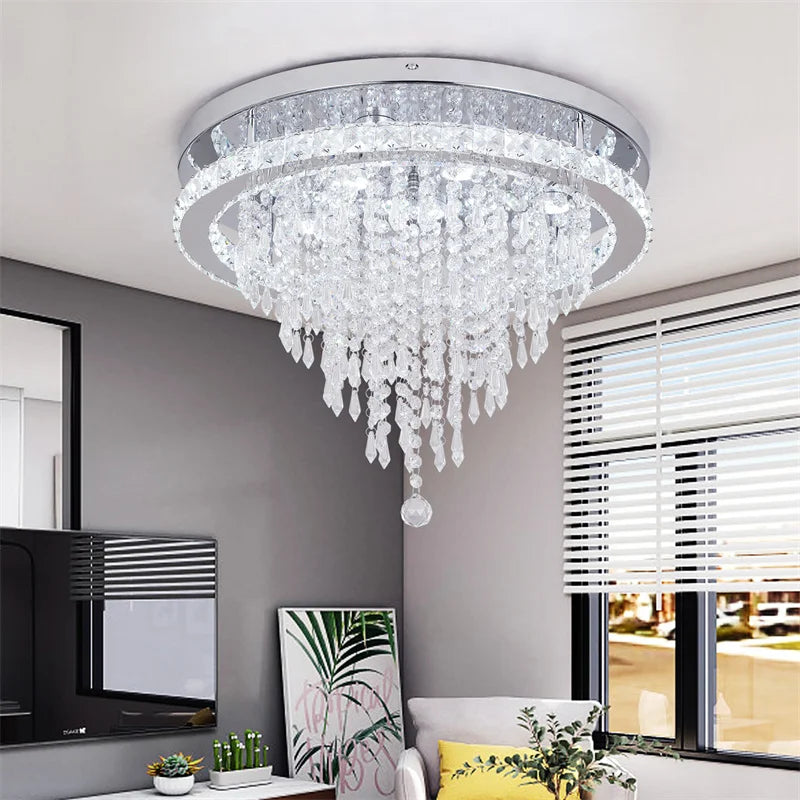 GreeLustr Modern Minimalist Dimmable Crystal LED Chandelier