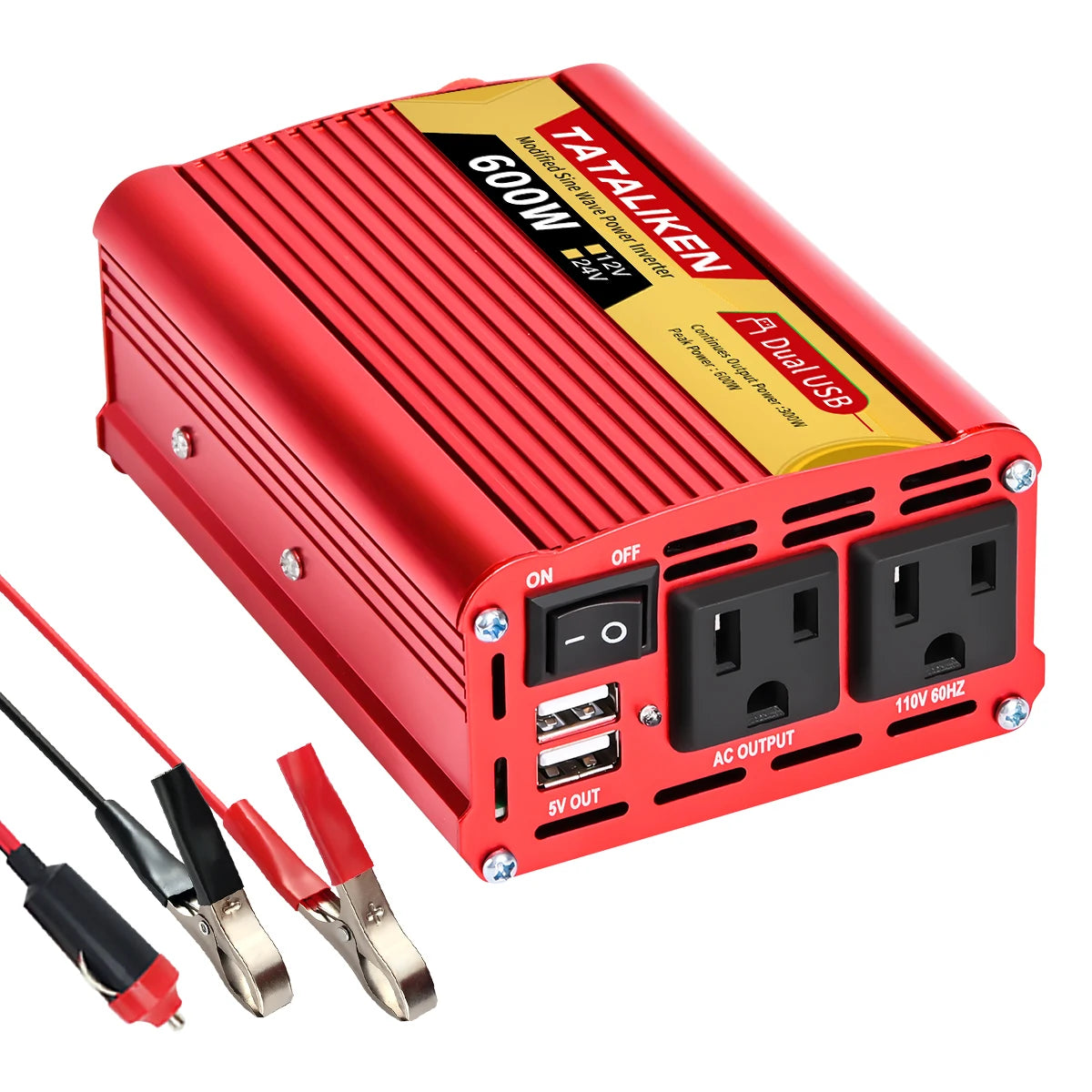 Tataliken 600W-2500W Inverter 12V/24V To 110V 60Hz VehicleMounted Household OffGridReady