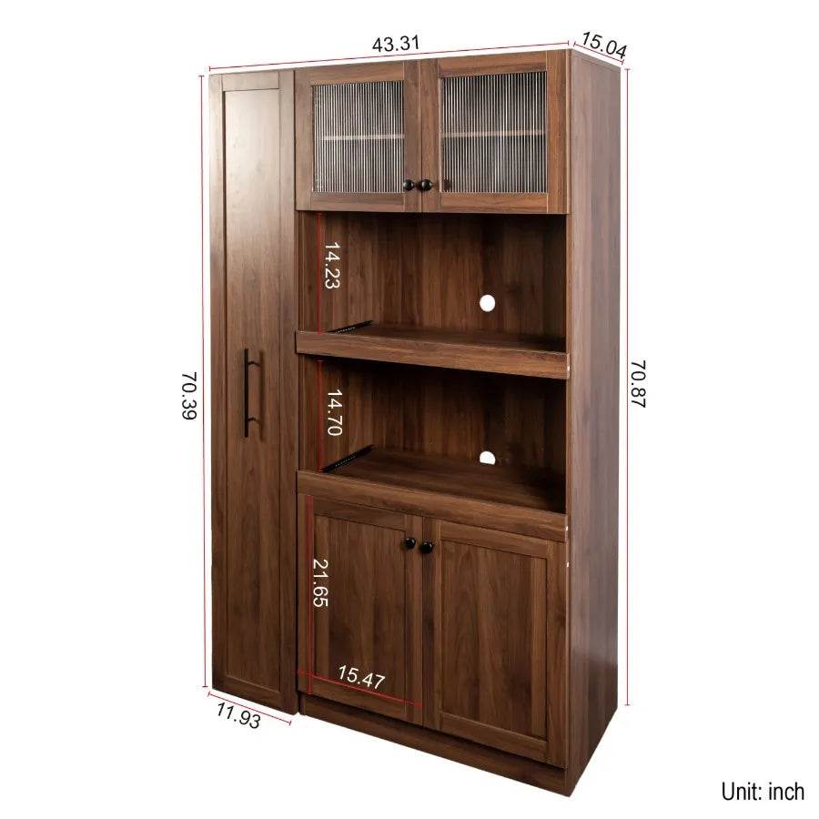Farmhouse Pantry Cabinet With Pullout Multitier Storage