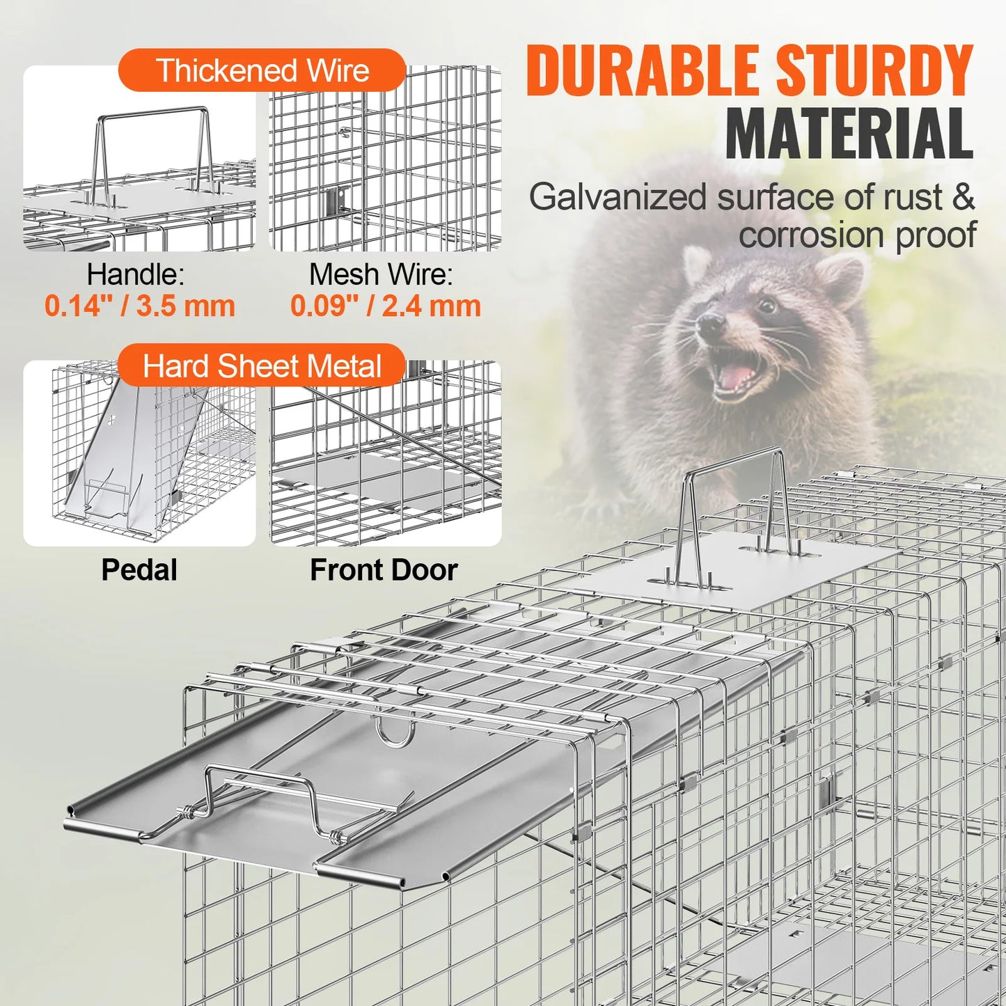 NONEDoor Folding Humane Cat Trap Galvanized Iron Cage For Rabbits Squirrels Groundhogs
