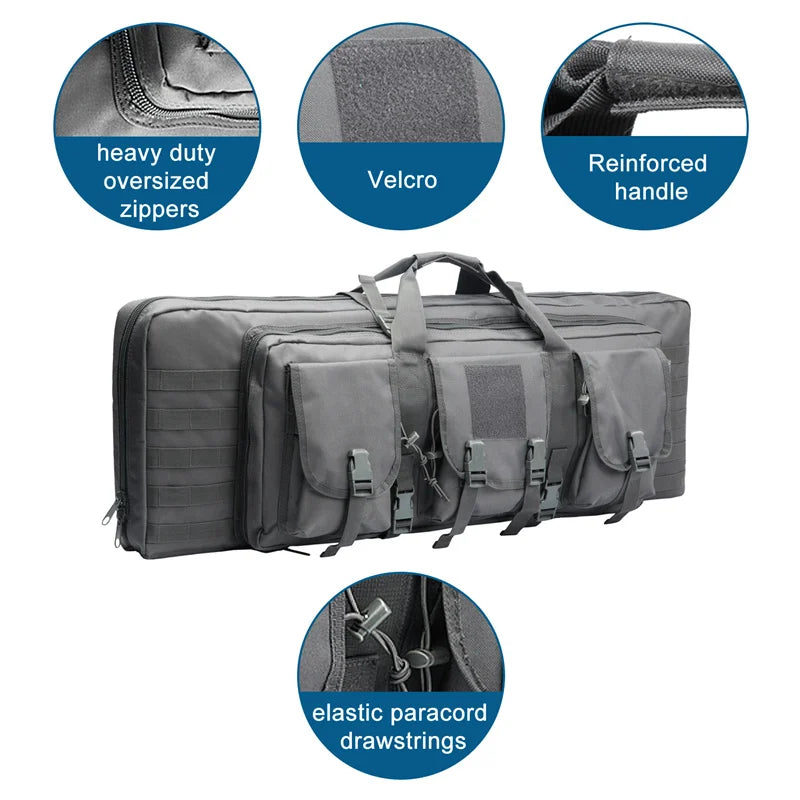 LQARMY Tactical Double Rifle Case With Molle Backpack Gun Bag