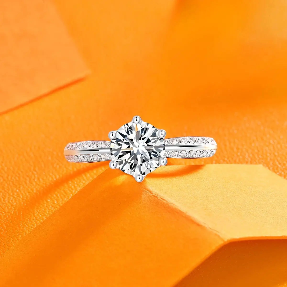 Moissanite Ring 925 Sterling Silver 18K Gold Plated GRA Certificate